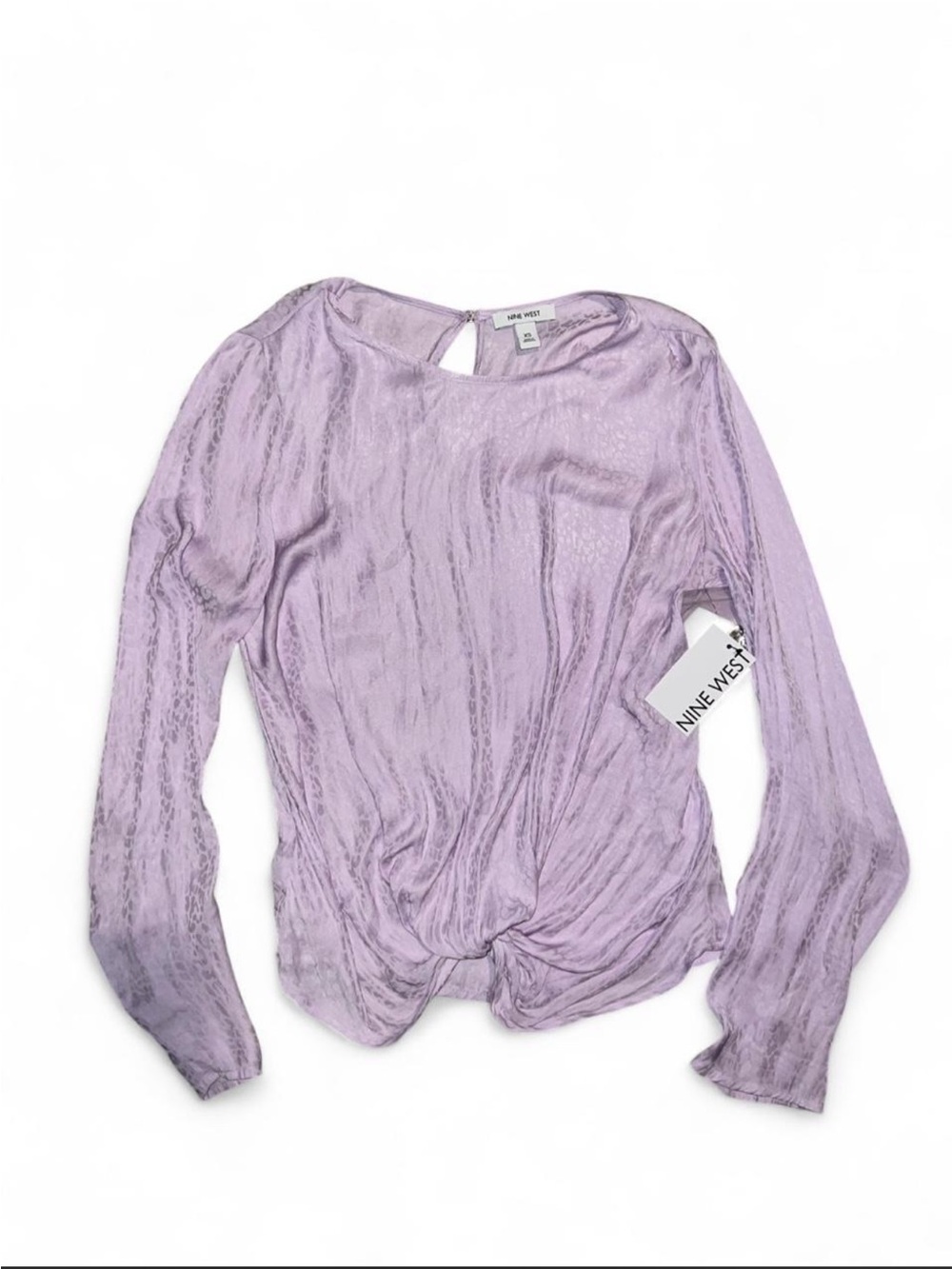 Nine West Lilac Long-Sleeve Twist-Hem Top